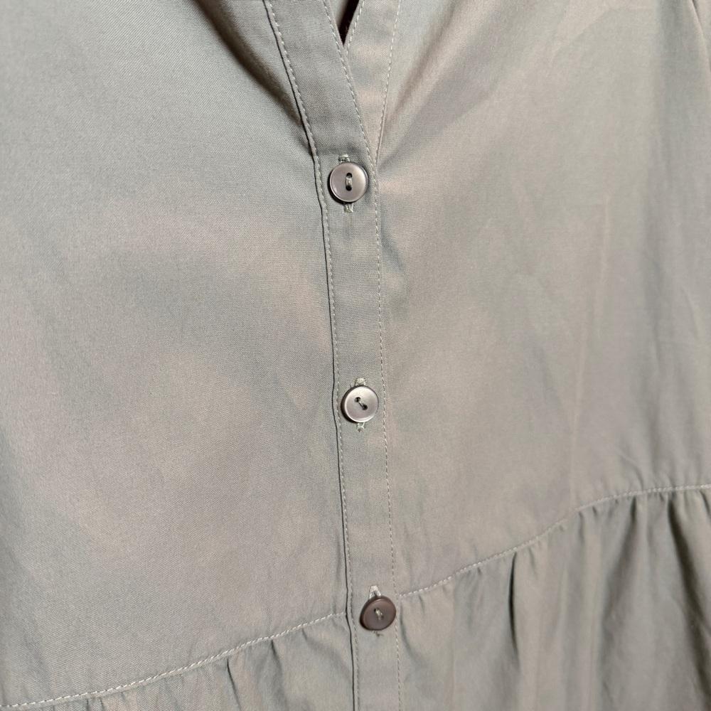 Brochu Walker Olive Green Wool Dress L Button Pockets Quiet Luxury Minimimalist - Picture 6 of 15